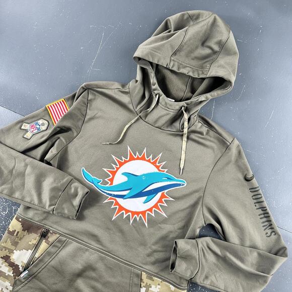 Nike Other - Miami Dolphins Hoodie Mens Small Green Salute the Troops Nike Onfield Youth XL